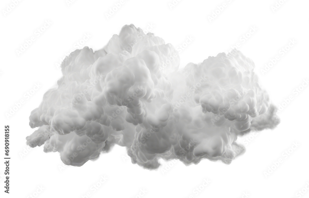 Poster fluffy white cloud with realistic details isolated on a transparent background. generative ai