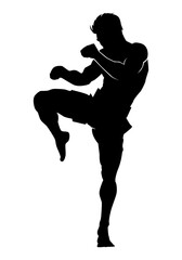 Thai boxing . Self-defense art on white background . martial arts body-vector
