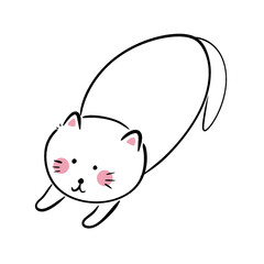 Hand drawn cute whit cat 