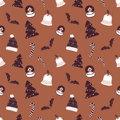 Hand drawn christmas pattern design background. Vector.