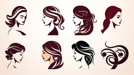 A set of logos for beauty salons and hair salons