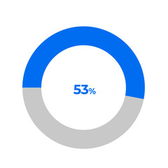 53 percent pie chart outline stroke vector illustration eps