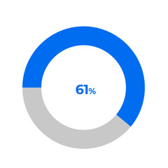 61 percent pie chart outline stroke vector illustration eps