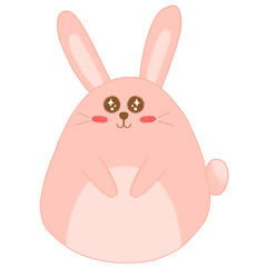 Wink wink Pink bunny doodle for kids, hand drawn 