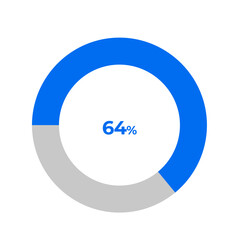 64 percent pie chart outline stroke vector illustration eps