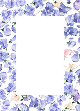 Watercolor Frame with Sweet Pea