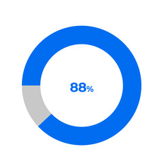 88 percent pie chart outline stroke vector illustration eps