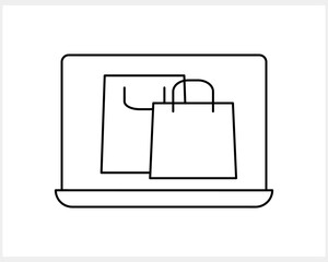 Online computer shopping icon isolated Mobile store sketch clipart Vector stock illustration EPS 10