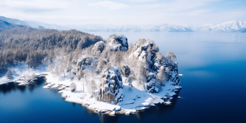 Aerial Drone View To Astonishing Winter Landscape