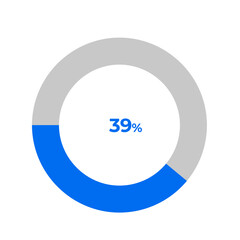 39 percent pie chart outline stroke vector illustration eps