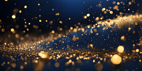 Fototapeta na wymiar abstract background with Dark blue and gold particle. Gold foil texture.