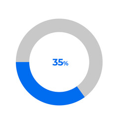 35 percent pie chart outline stroke vector illustration eps