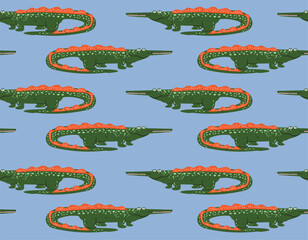 Cute crocodile Seamless pattern with cute wild animals childish - obrazy, fototapety, plakaty