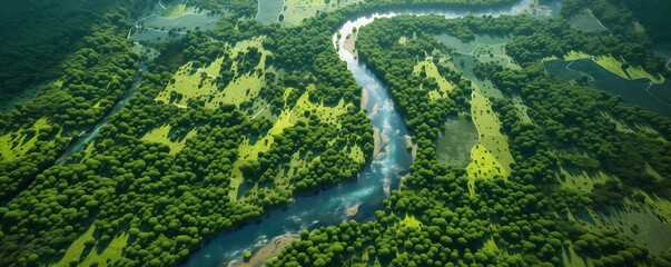 Beautiful Green Amazon Forest Landscape