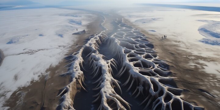 aerial view to Whale Bone Alley Siberia.