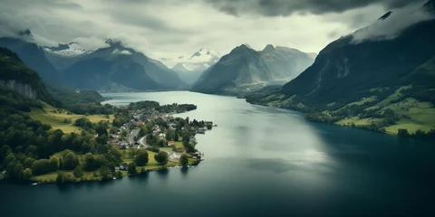 Photo sur Plexiglas Alpes dramatic nordic landscape from drone