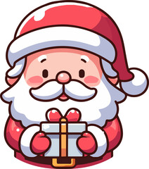 Picture of a cute Santa Claus who congratulates you on the New Year and the birth of Christ.