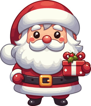 Picture of a cute Santa Claus who congratulates you on the New Year and the birth of Christ.