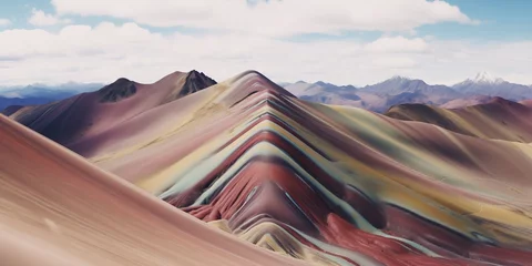 Washable wall murals Vinicunca top down view from drone to Vinicunca Peru
