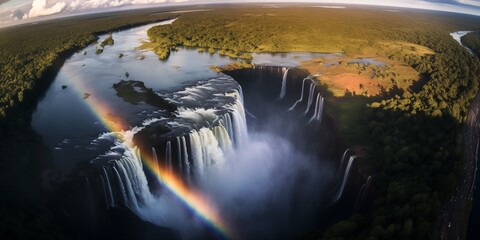 aerial view of wonderful waterfall