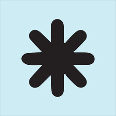 Single snowflake, black lines on a blue background, vector. New Year, Christmas, holiday, winter, snowfall, blizzard.