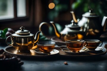 Fototapeta premium teapot and cup of tea