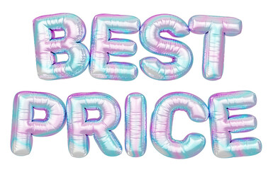 Holographic balloon 3d text. Typography. 3D illustration. Best Price.