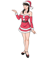 クリスマス・サンタのコスプレをした若い女性