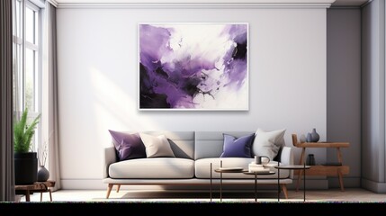 an abstract masterpiece with silky gradients of deep aubergine and metallic silver, exuding depth and sophistication.