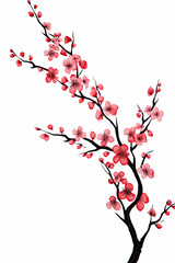 "Graceful Cherry Blossom Branch",Calligraphy art style