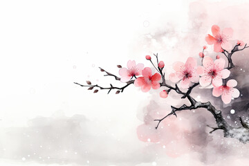 Obraz na płótnie Canvas Elegant Plum Blossom Artwork,Calligraphy art style