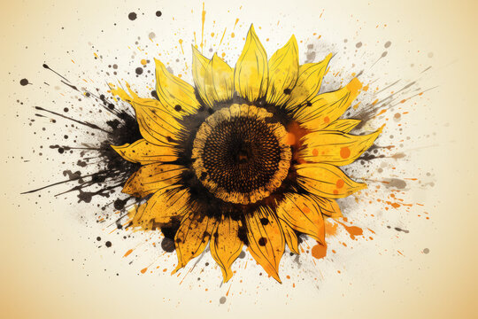 "Vibrant Sunflower Calligraphy",Calligraphy art style