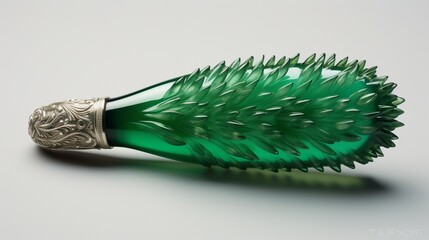 an emerald green hairbrush, capturing the essence of nature's beauty against a pristine white canvas.