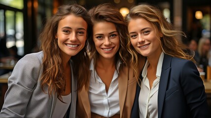 Fototapeta premium Three women in business taking a coffee break.