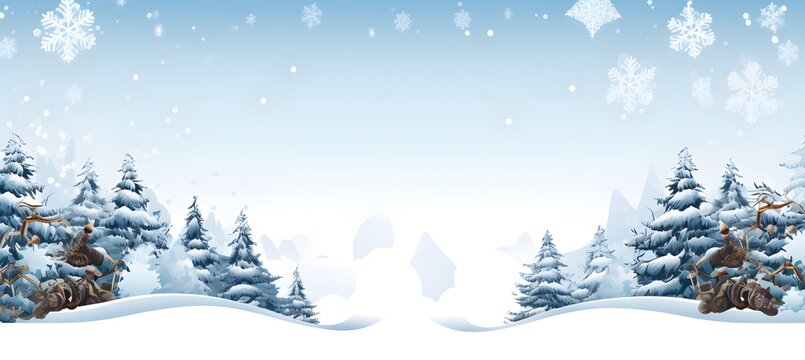 christmas background with snow and trees