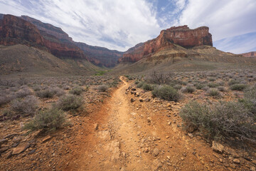 hiking the tonto trail in the grand canyon national park, arizona, usa