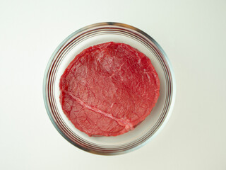 Cultured meat in petri dish synthetic meat
