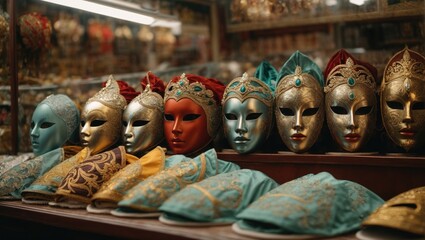 shop window of Venetian carnival masks - obrazy, fototapety, plakaty