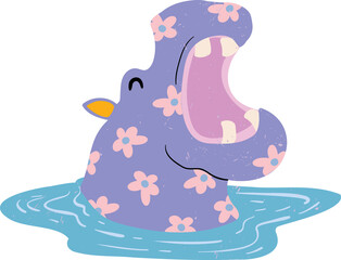 Cute hippopotamus Animal safari element PNG