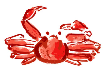 ズワイガニ和風手描きイラスト