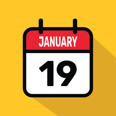 Calendar 19 January Vector illustration background design.
