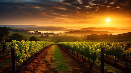 Vineyard at the morning golden hour