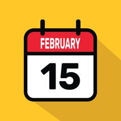 15 February Calendar Vector illustration background design.