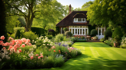 An English country garden in the spring