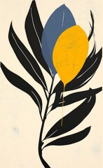Matisse inspired contemporary collage botanical minimalist wall art poster, Generative AI 
