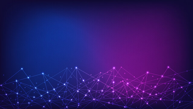 Abstract technology background with connecting the dots and lines. Global network connection, internet technology and digital communication concept