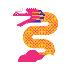 traditional dragon svg design.  Lunar, Chinese New Year 2024 , Year of the Dragon. Geometric modern style. Vector illustrations