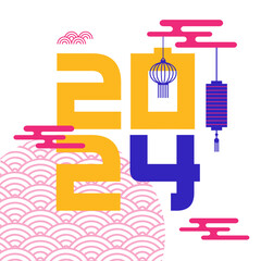 SVG Lunar new year background, banner, Chinese New Year 2024 , Year of the Dragon. Traditional minimalist modern style. Vector concept design