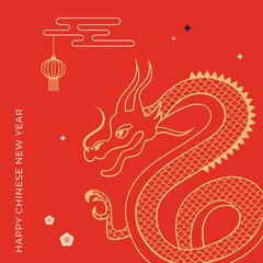 Chinese New year, Dragon new year. SVG Story template, envelopes design, greeting card. Modern minimalist vector design