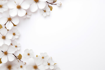Naklejka na ściany i meble White flowers background or pattern, creative design template with copyspace
